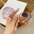 Oversized Rhinestone Luxury Rimless Womens Manufacturer Custom Fashion Shades Vintage Pink Fashion Sunglasses Zonnebril