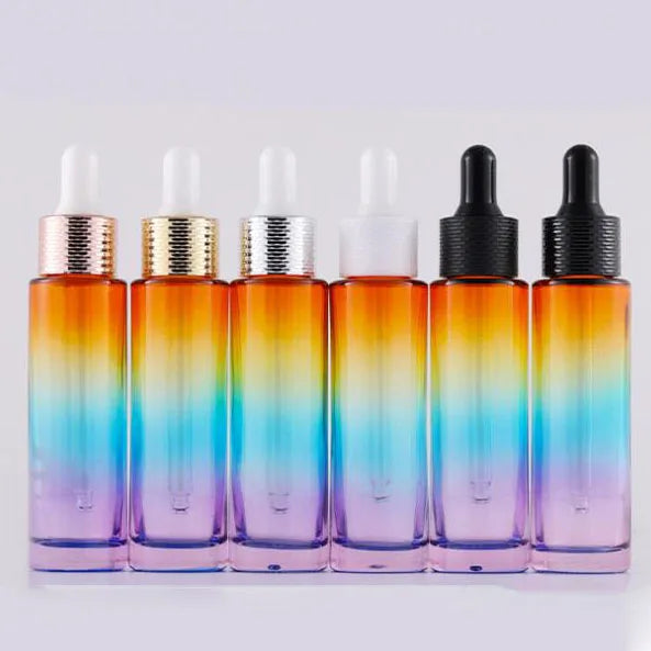 20ml 30ml 1oz 50ml 60ml 80ml Flat Shoulder Frosted Round Empty Beard Essential Oil Glass Dropper Bottle