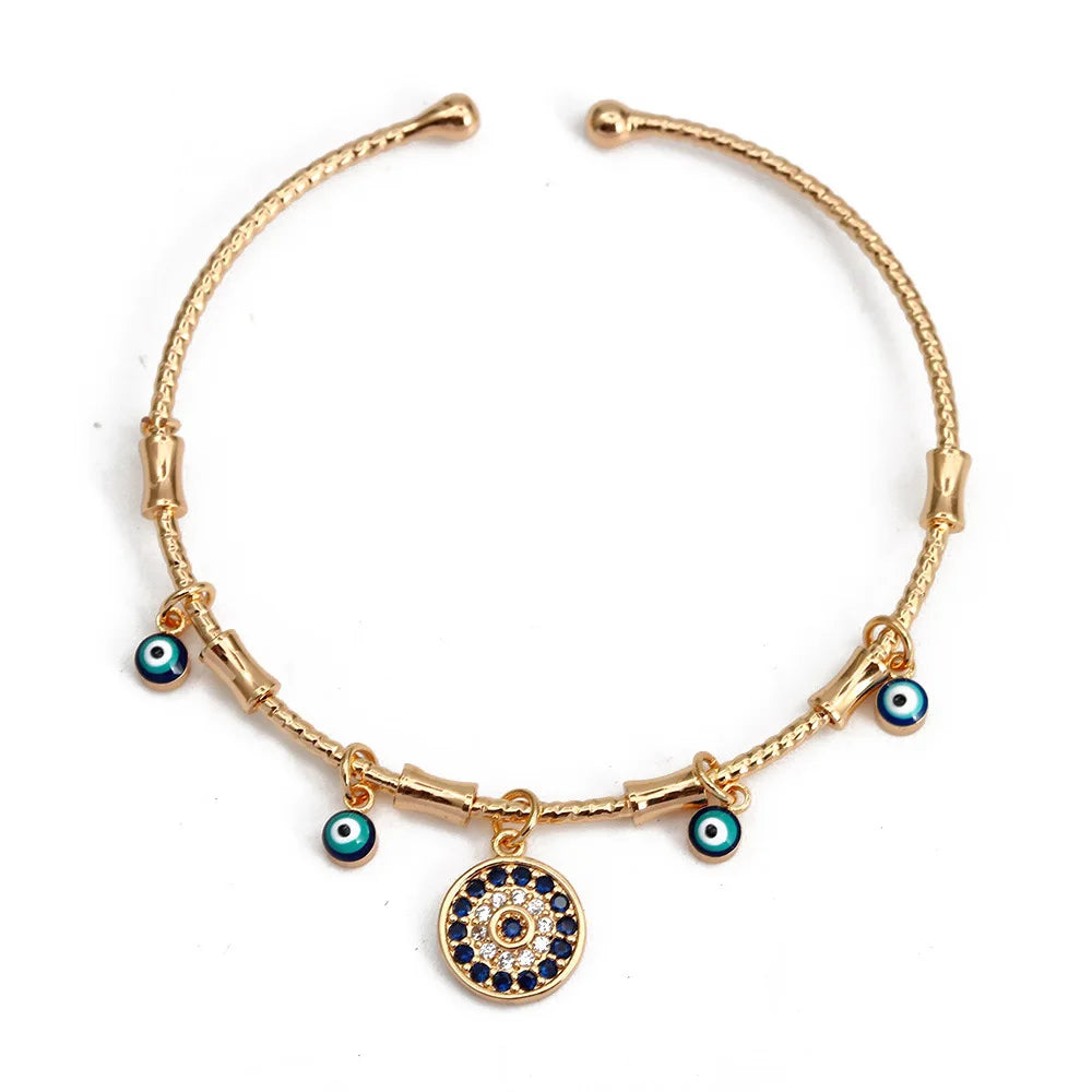 Bohemia Evil Eye Bangle Colorful CZ Celebrity Evil Eye Bracelet Wholesale