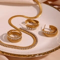 Dreamshow Fashion Jewelry Set 18k Gold Plated Stainless Steel Snake Chain Necklace and Earrings Set