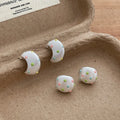 Fashionable Colorful Polka Dot C-shaped Earrings Simple Unique Light Stud Earring for Summer