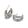 Stainless Steel Gold Plated Earrings Irregular Double Layer C Shape Hoop Stud Earrings for Women