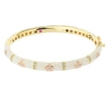 YUNCHENG Flower Bangle 18K Gold Plated Tone-Colored Enamel Brass Bracelet Classic Birthday Gift for Girls Kids for Parties