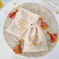 Custom Gold Logo Printed Jewelry Gifts Packaging Bag Tassel Drawstring Velvet Pouch With Satin Lined
