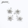 YuenZ Antique Silver color Flower charm Metal Pendants For Jewelry Making 16*14mm Q1103