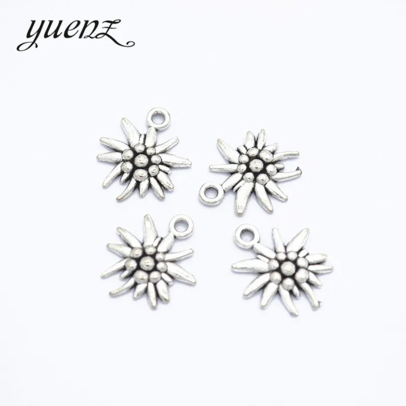 YuenZ Antique Silver color Flower charm Metal Pendants For Jewelry Making 16*14mm Q1103