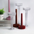 Durable Clear Plastic Church Christmas Candlestick Mold Ribbed Acrylic Pillar Cylindrical Mould for Candlelight for Cake Tools