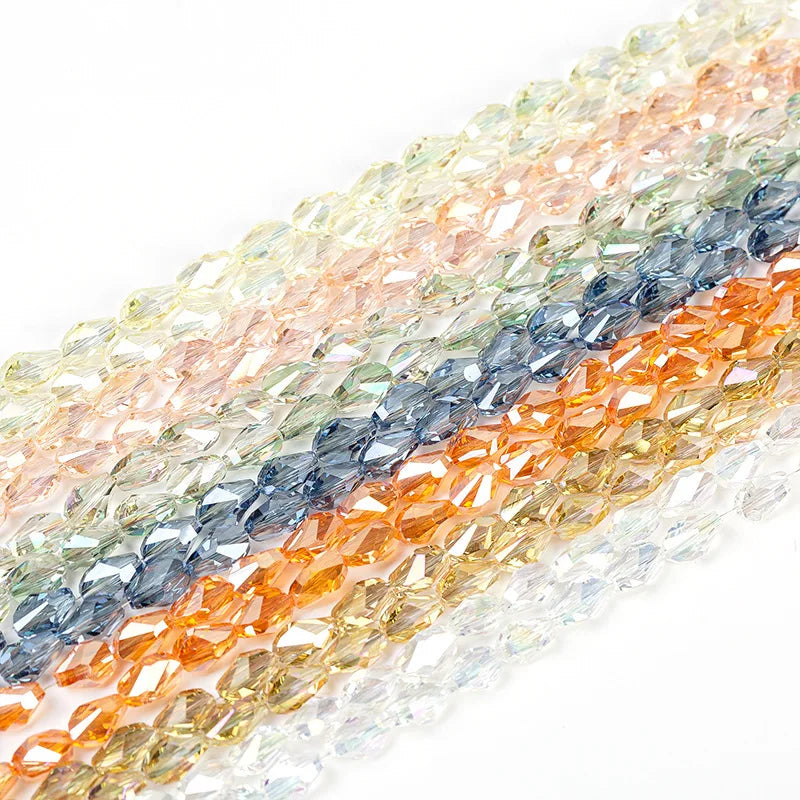 Wholesale 8*12mm Faceted Glass Crystal Beads Strands Small Colorful DIY Glass Beads Accessories for Necklace Bracelet Making