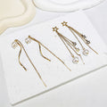 Women's Real Gold Plated Stainless Steel Long Chain Drop Earrings Natural White Pearl Gemstone Wholesale Jewelry Star Pattern