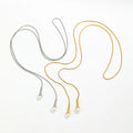 Fenny 18K Gold Plated Long Freshwater Pearl Pendant Sweater Chain Necklace Trend for Women Stainless Steel Jewelry Wholesale
