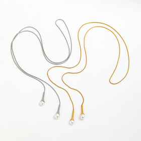 Fenny 18K Gold Plated Long Freshwater Pearl Pendant Sweater Chain Necklace Trend for Women Stainless Steel Jewelry Wholesale
