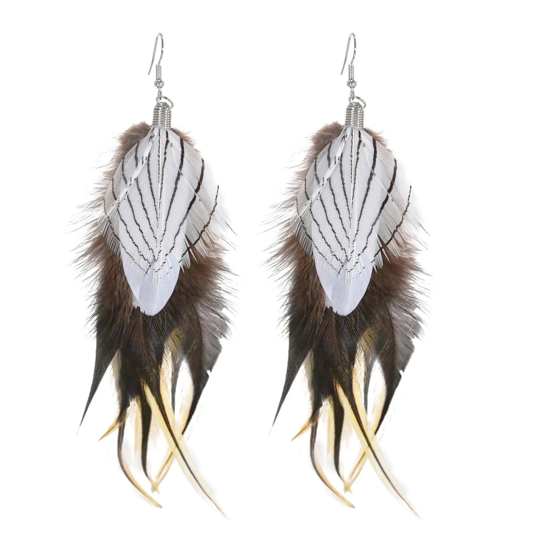 Feather Earrings Handmade Natural Long Feather Dangle Earrings for Women Valentine's Day Mother's Day Gift