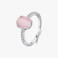 925 Sterling Silver Fashion Charming Pink Opal Cocktail Ring for Women Fine Jewelry