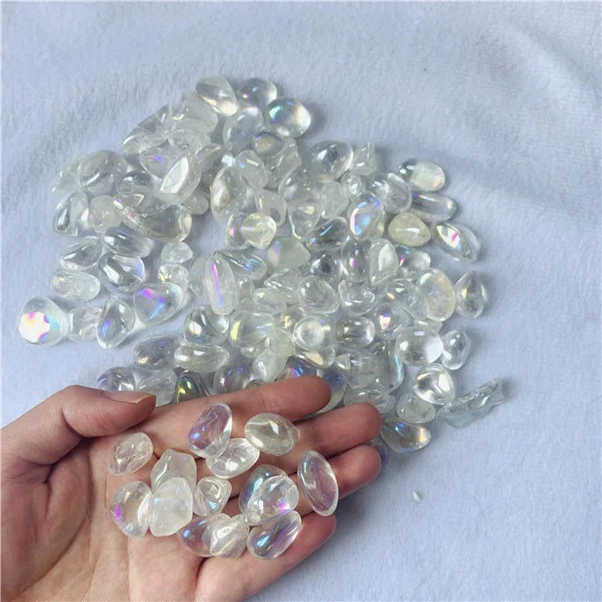 Wholesale Natural Crystal Gravel Angel Aura rainbow clear Quartz Tumble Stone