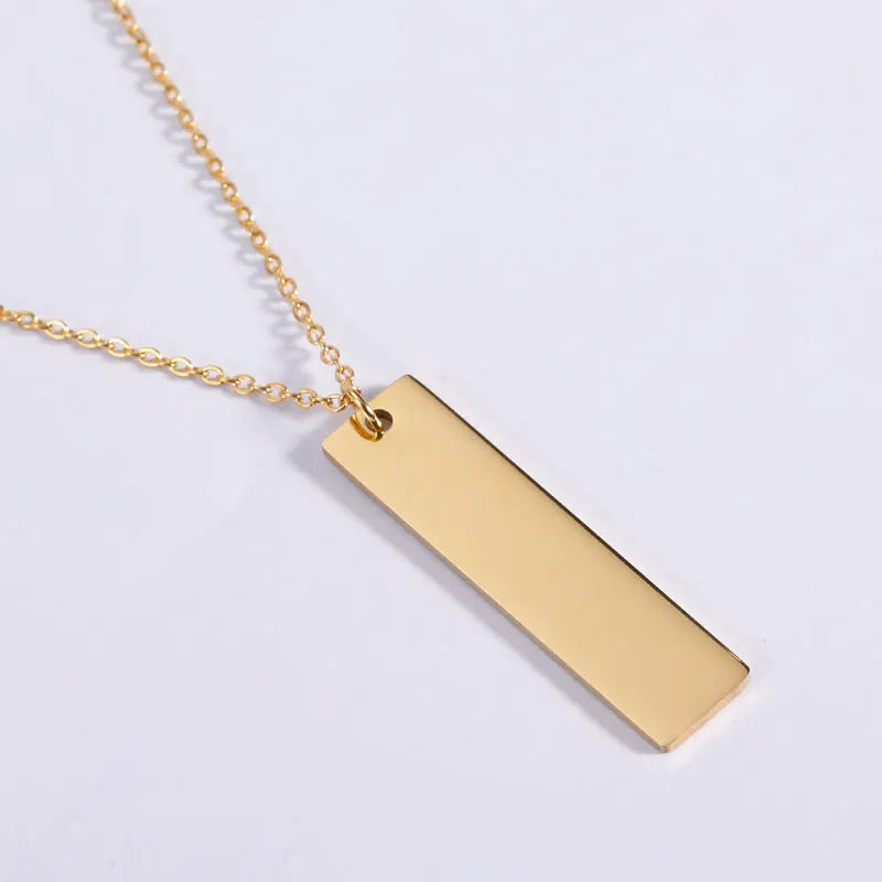 Custom Personality18k Gold Plated Couple Necklace Engraved Name LOGO Letter Rectangle Pendant Namepla Necklaces