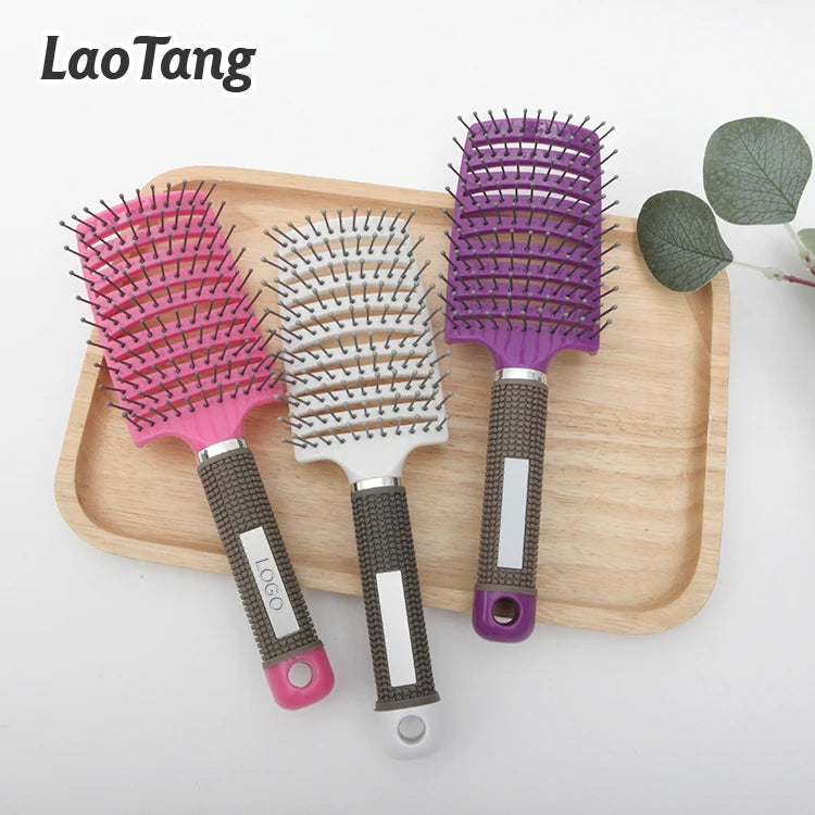 Wholesale Custom Logo Woman Person Scalp Massage Nondisposable Vent Cushion Soft Hair Detangler Nylon Brush