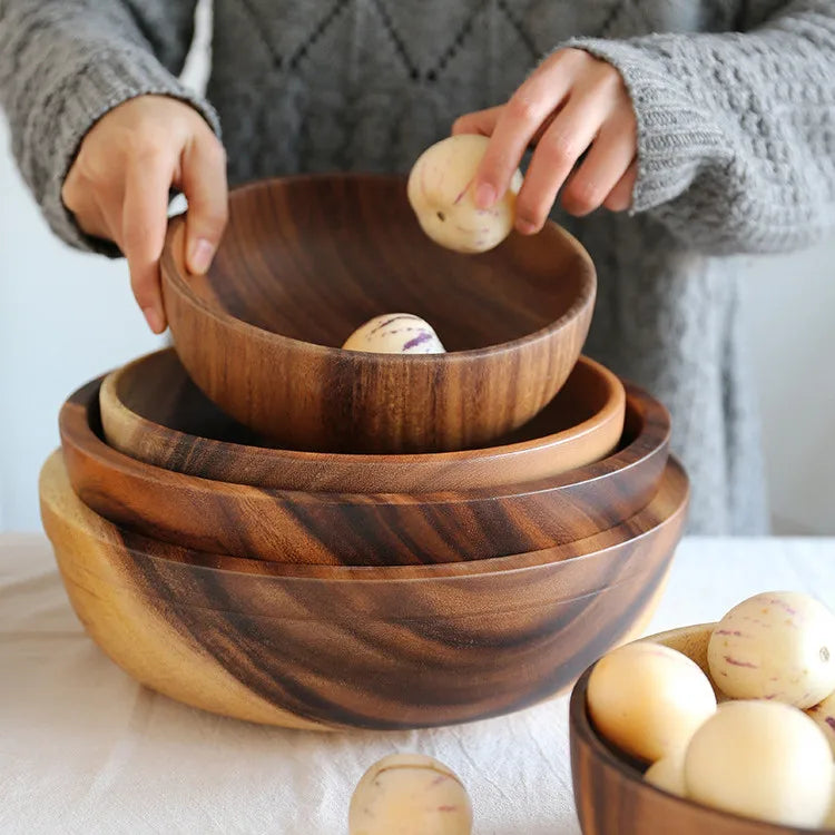 FDA LFGB Certified Home Kitchen Restaurant Customized Logo High Quality Wooden Tableware Natural Solid Wood Durable Non Toxic