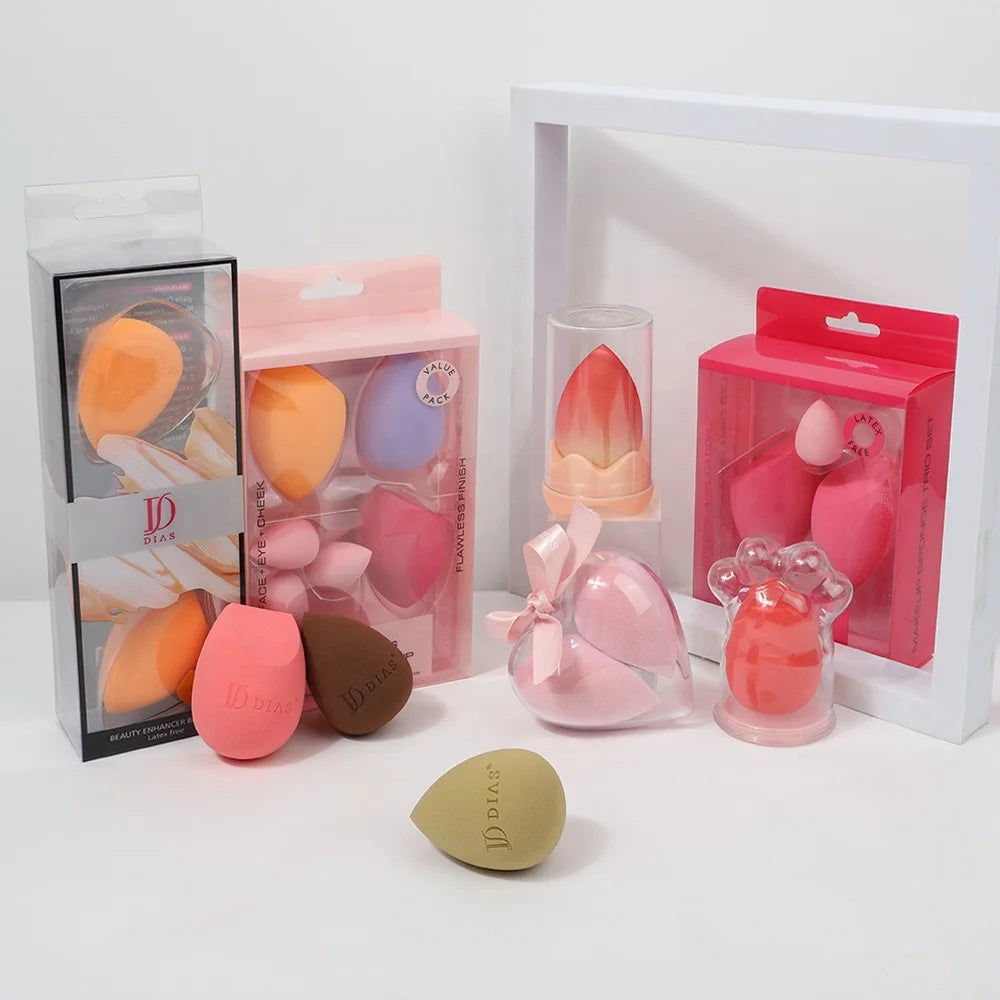 Best Selling Custom Logo Multi Colors Pink Face Egg Latex Free Super Soft Beauty Wholesale Puff Packaging Makeup Blender Sponge