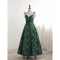 AL1188 Custom Gilt Golden Flower Retro Dark Green Evening Dress Banquet Wedding Bride Vestidos De Fiesta Crystal Ruffles Decor