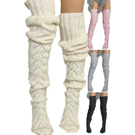 Wholesale Winter Cable Knit Knee High Boot Socks Women Loose Extra Long Thigh High Warm Leg Warmer Socks