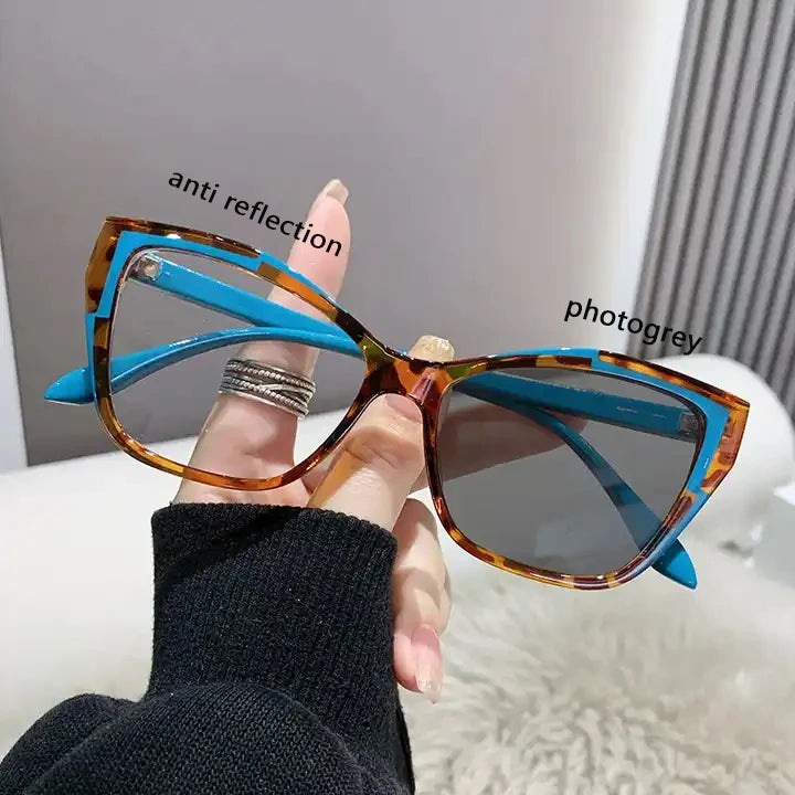 Oversized Photogrey Anti Reflection Lens Optical Frames Eyeglasses Frame Women Cat Eye Luxury Frame
