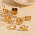2026 Fashionable French Retro 18 k Gold Plated Stainless Steel Women's Light Luxury Pearls Zircon Ring
