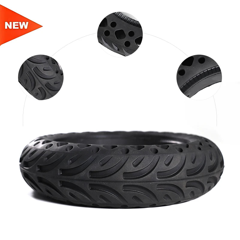 Superbsail 10x2.5 Honeycomb Solid Tyre 10*2.5 Tubeless Tire Thickened Double Honeycomb Wheel Tyre Electric Scooter Skate Board