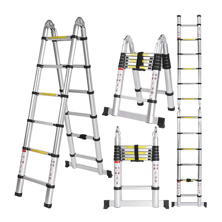 3.2m 3.8m 4.4m 5m 5.6m Industrial Folding Telescopic Double Sided Aluminum Combination Step Ladder with 150kg Load Capacity