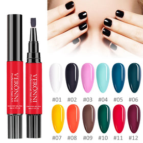 12 Color 3 in 1 One Step Gel Nail Polish Nail Art Gel Polish Pencil Soak Off Nail Polish