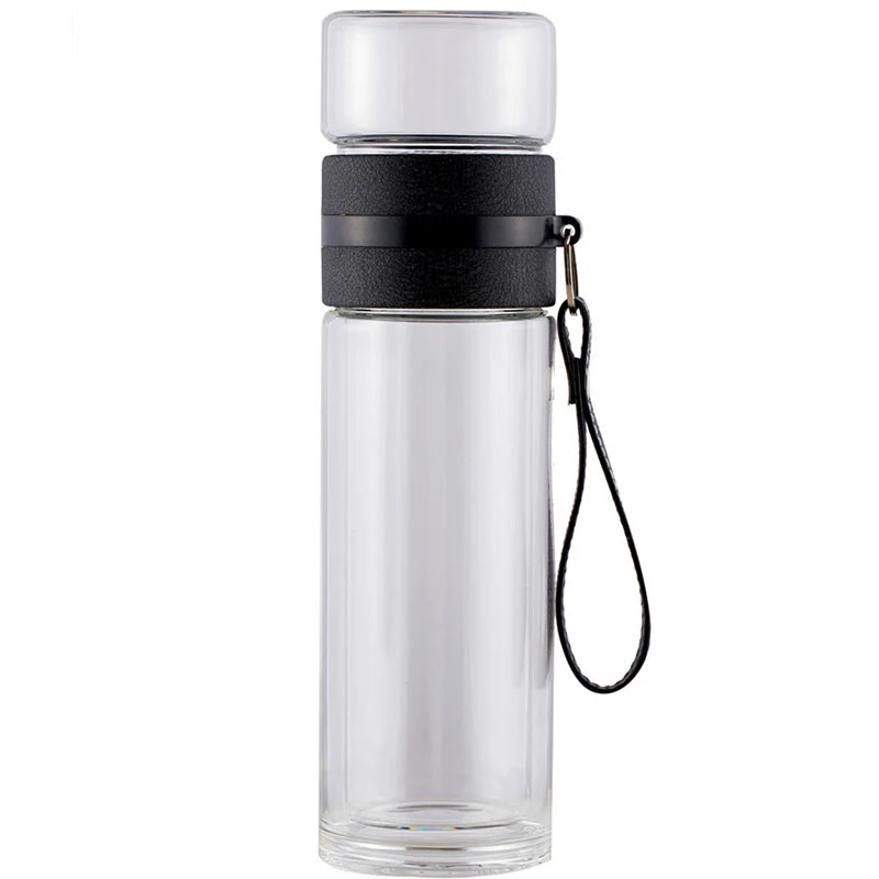 400ml Custom logo Tea Water Separation Drink Bottle Water Wholesale Glass Cup with Tea Infuser