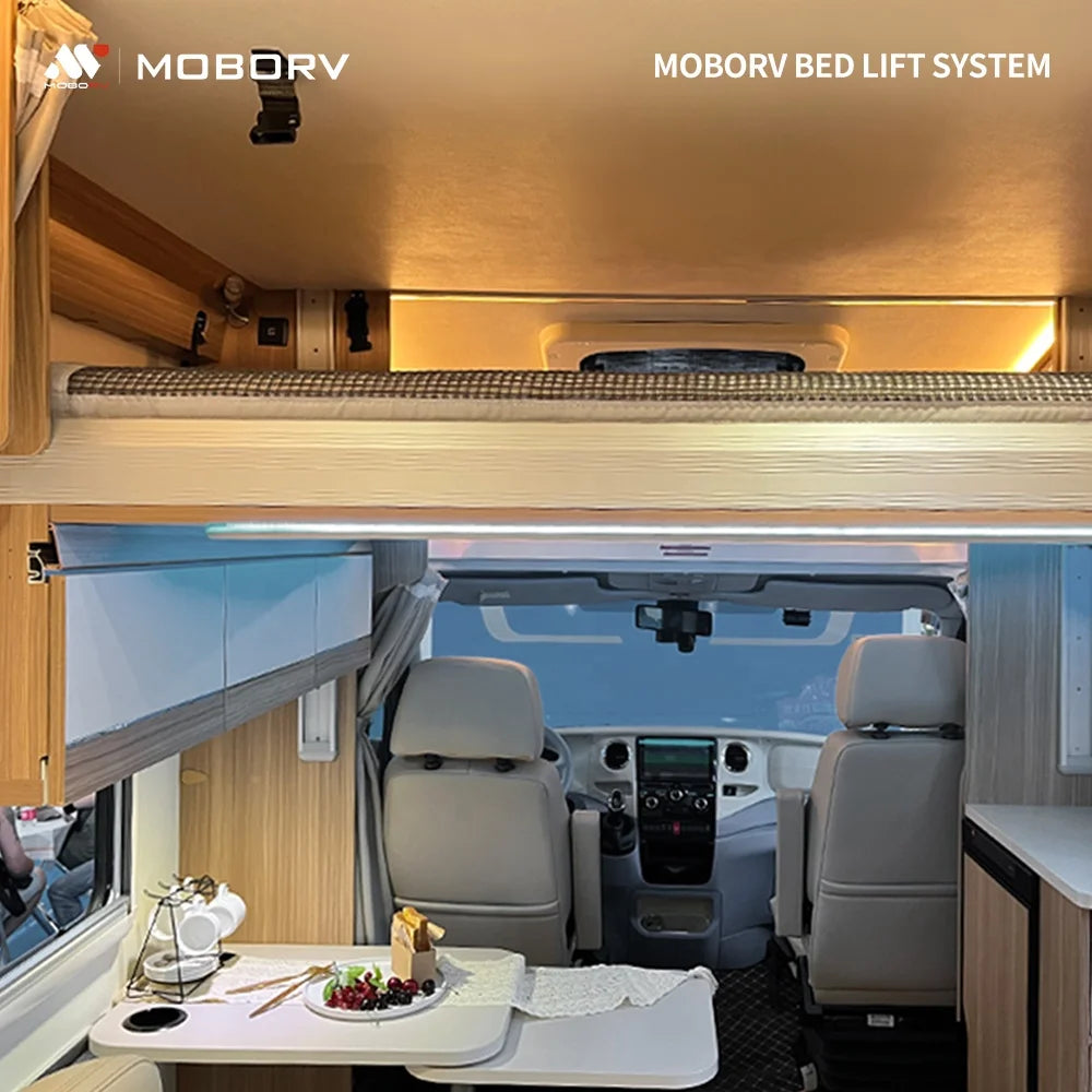 MOBORV 12V 24V Electric RV Bed Lift System Aluminum Motorized Lifting Mechanism for Motorhome RV Camper Caravan MegaBDM