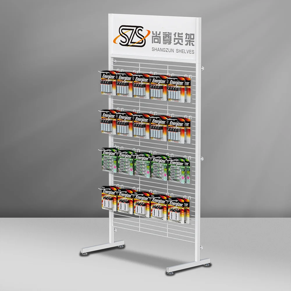 Metal Wire Grid Panel Retail Display Rack  Grid Display Rack with Hooks Battery Display Rack Customization Grid Rack