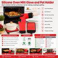 Custom Logo Heat Resistant Flexible Silicone Oven Mitt Glove and Pot Holder OEM ODM Durable Reusable Kitchen Glove Set