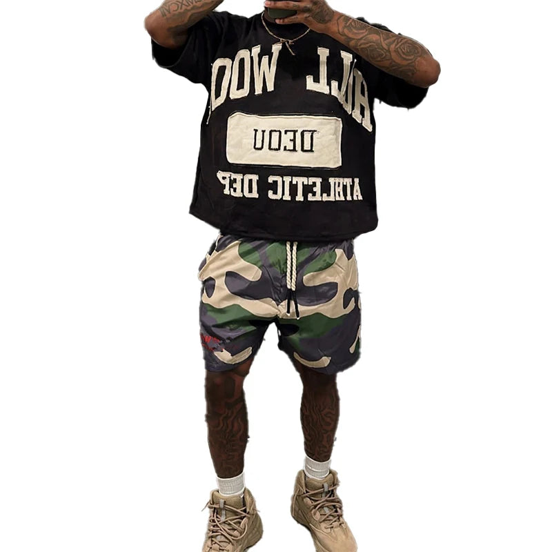 KY Heavy-Weight Knitted Men's Oversized T-Shirt Boxy Fit Distress Custom Embroidery Wholesale