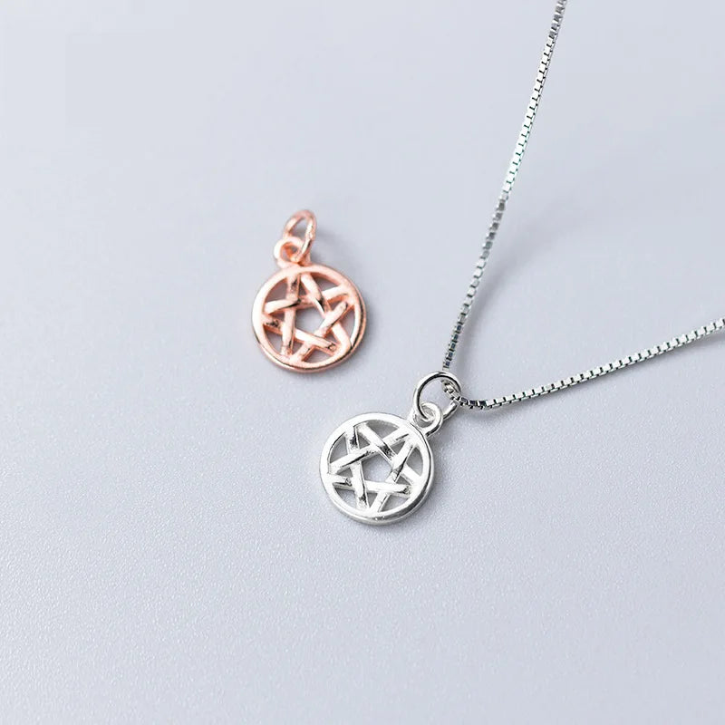 8mm Small Circle Star Charm BULK 925 Sterling Silver Round Star Charms Bulk Star Charm for Bracelet Necklace