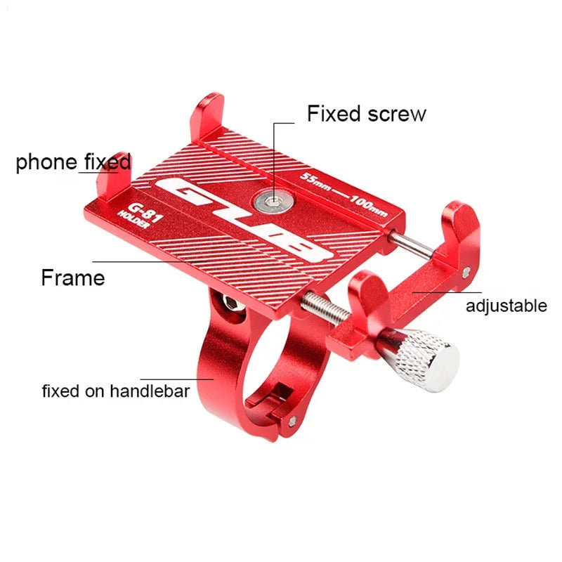 Universal Aluminium Alloy Aluminum Motorcycle Bike Phone Mount Holder for 3.5-6.5inch Cellphone Metal Phone Holder(GUB 81)