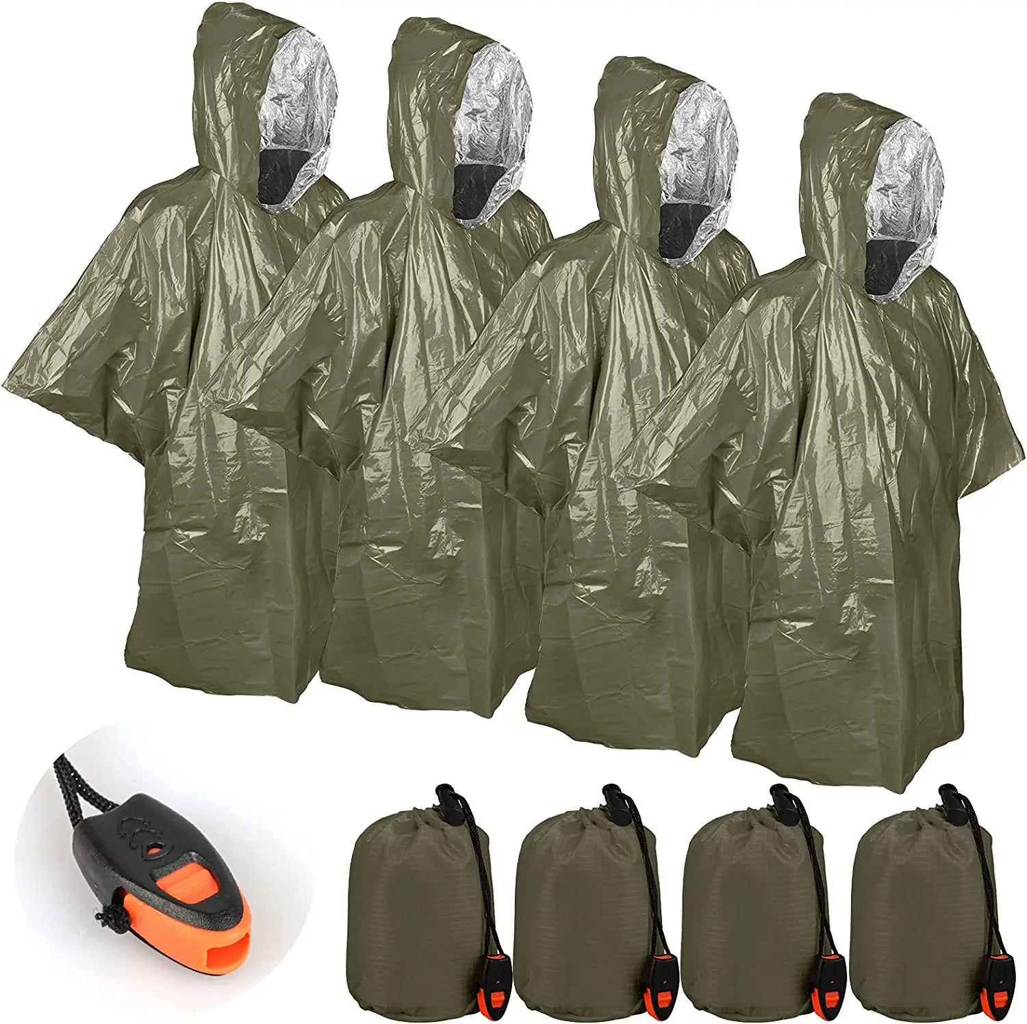 Firstime Keep Warm Pe Raincoat Hooded Reflective Thermal Insulation Camouflage Emergency Aluminum Foil Poncho for Survival