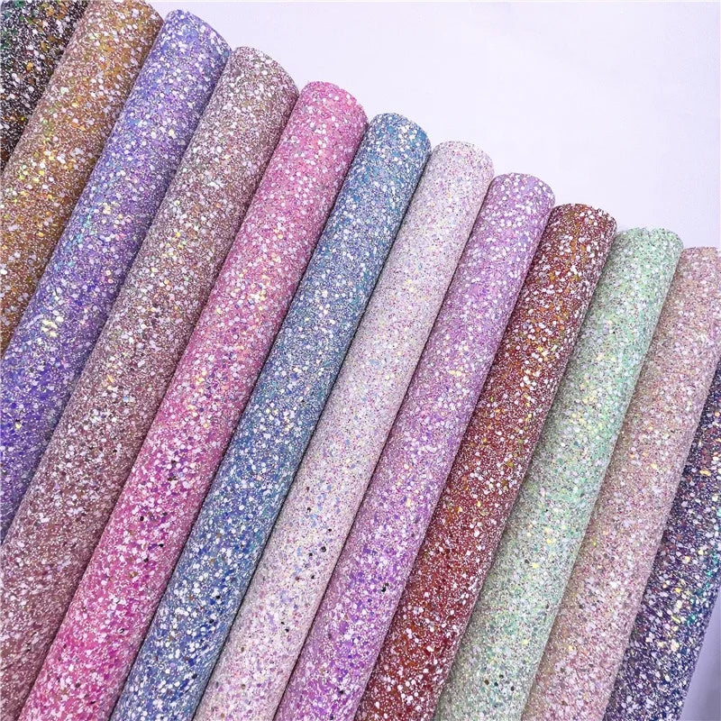 BY6371 Shiny Chunky Glitter Leather Fabric Eco-Friendly Versatile Bows Shoes Handbags Furniture Decorative Outdoor Craft Luggage