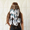 Fashion Latest Hairband Designs Leather Rope White Feather Headbands Wood Beads Bohemian Hair Accessories Jewelry