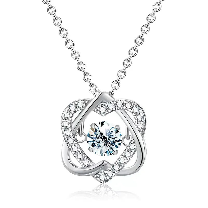 Wholesale Custom Crystal 925 Sterling Silver Jewelry Crystal Heart Dainty Women Fashion Necklaces