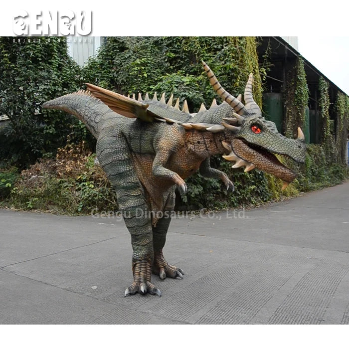 Wearable Indoor Animatronic Dragon Costume for Adults Metal Simulation Dinosaur Model for Shopping Malls or Public Occasions