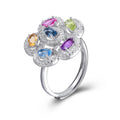 A5484 Abiding Fine Jewelry New Arrivals 925 Sterling Silver Mix Color Natural Gemstone Adjustable Ring for Women