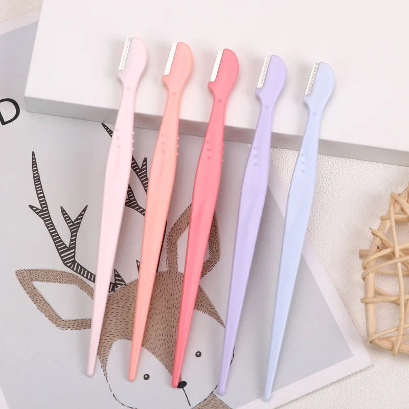 Beginner-Safe Anti-Scratch Eyebrow Trimmer Razor with Straight Handle and round Head Beauty Tool for Eyebrow Shaping