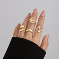 Punk Style Design Geometry Open Finger Rings Gold Plated Chunky Rings Wholesale