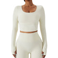 WholesaleTights Stretch T-shirt Long Sleeve Yoga Clothing Training Gym Running Sports Top for Women