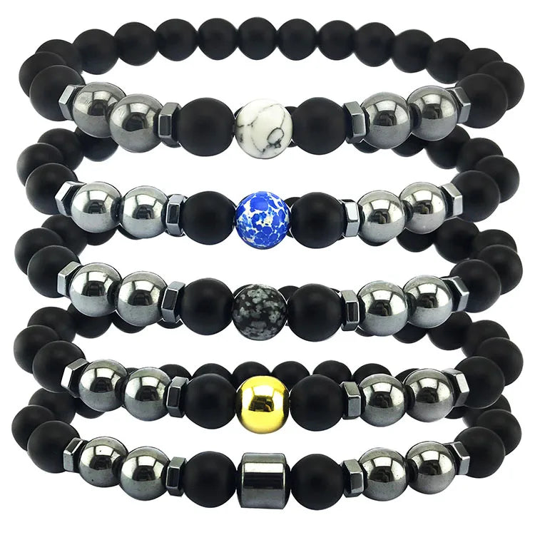 Wholesale Magnetic Hematite Black Onyx Bracelets White Turquoise Hand 8MM Beaded Magnet Jewelry Bracelet