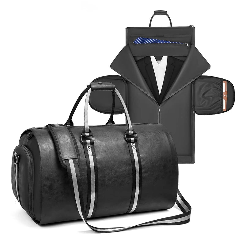 New Custom logo Waterproof PU Leather Luggage Travel Bag Business Suit Bag Duffel Travelling Bag for Men
