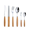 Custom HUIYI Brand Modern Silver Stainless Steel Wooden Handle Cutlery Set Includes Spoon Fork Chopsticks Stocked for Parties