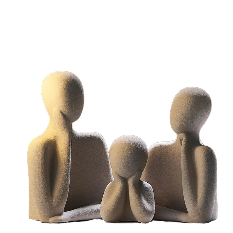 A Family of Three Modern Art Deco Ceramic Crafts Home Desktop and Living Room Ornaments for Wedding Decoration New