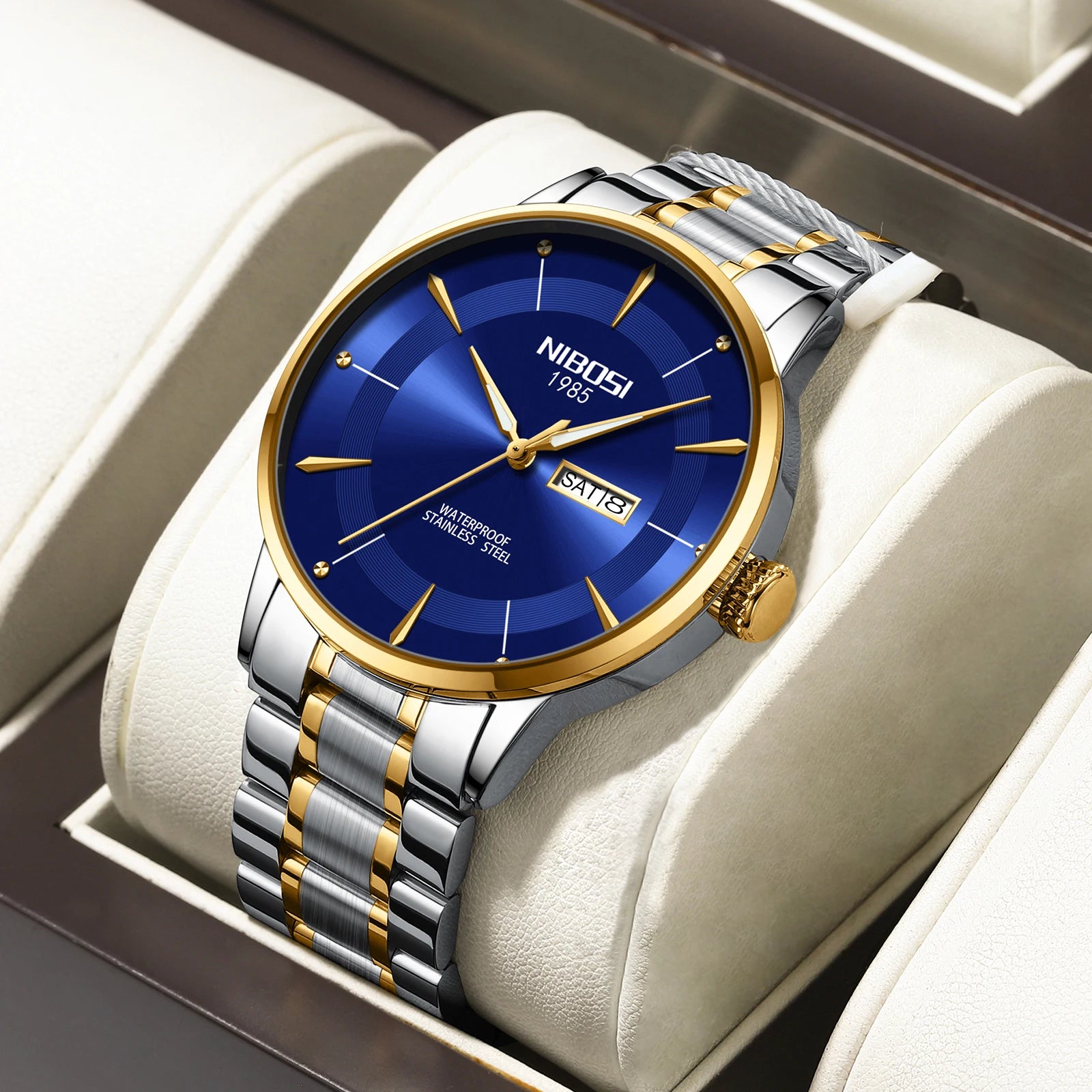 NIBOSI 2607 Fashion Quartz Watches Classic Wristwatches Cost-effective Solid Steel Band Men Watch